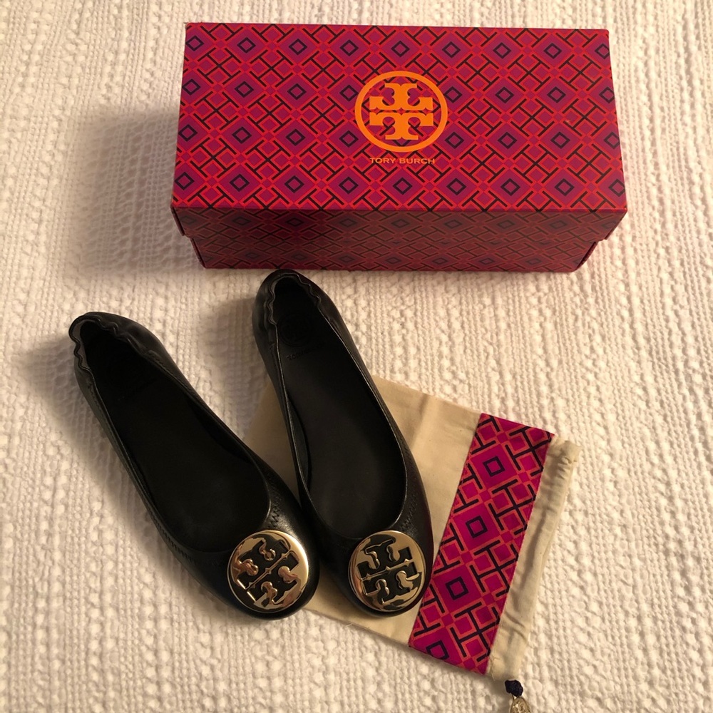 NEW! TORY BURCH Minnie Travel Ballet w/ Metal Logo